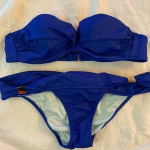 Victoria secret blue bandeau top bikini 32A XS